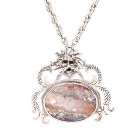 Silver and Hardstone Pendant Necklace, Shirley Taylor Marriott (Gobble)