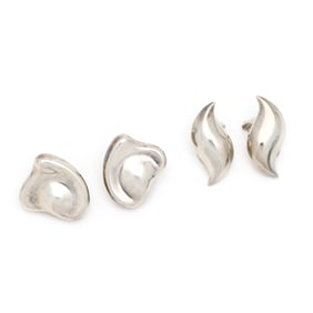Two Pairs of Silver Earrings, Elsa Peretti for Tiffany & Co.
