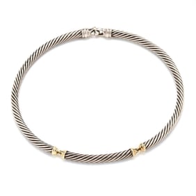 Sterling Silver and Gold Choker Necklace, David Yurman