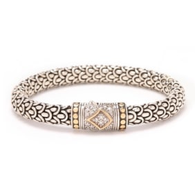 Silver, Gold, and Diamond  Naga Scale  Bracelet, John Hardy
