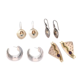 Four Pairs of Sterling Silver Earrings