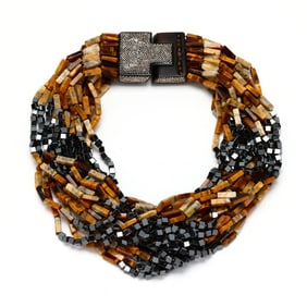 Wood, Gemstone, and Hardstone Multi-Strand Necklace, Patricia Von Musulin