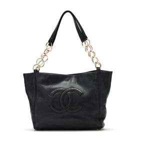 Black Leather CC Ring Tote, Chanel