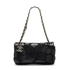 Black Lambskin and Jersey  Scales  Flap Handbag, Chanel