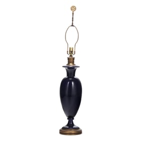 Large Sèvres Style Cobalt Blue Porcelain Vase Table Lamp