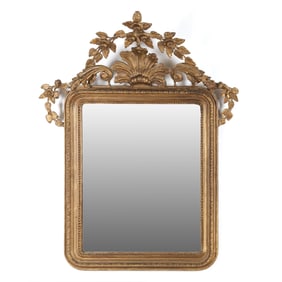 Antique Continental Giltwood Rococo Style Wall Mirror