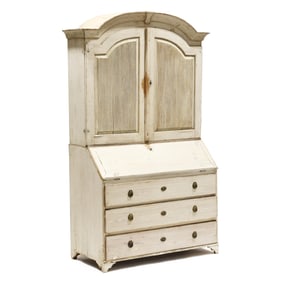 Gustavian, Painted Pine Bureau Bookcase