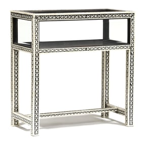 Anglo-Indian Style Bone Inlaid Vitrine Console Table