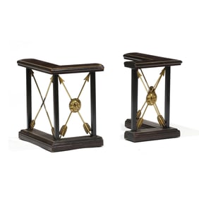 Maitland Smith, Neoclassical Style Leather and Brass Club Fender