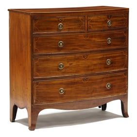 George III Inlaid Mahogany Bow-Front Chest of Drawers