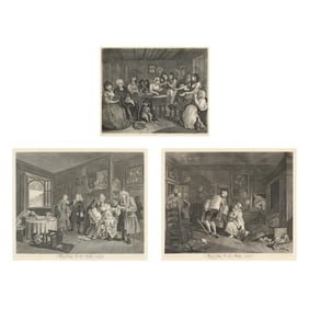 William Hogarth (English, 1697-1764), Three Framed Engravings