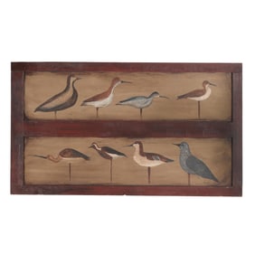 Betty Fischer (MD, 1931-2016), Folk Art Shorebirds on Panel