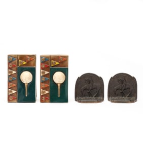 Two Pairs of Bronzed Bookends