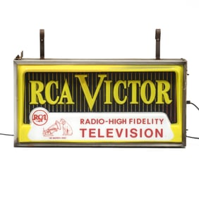 Double-Sided RCA Victor Lighted Store Sign with Nipper