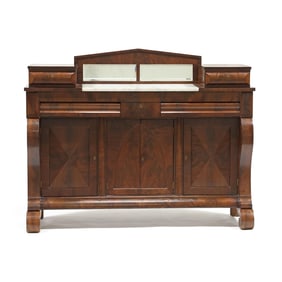 attributed Thomas Day, Late Classical Mahogany and Marble Top Sideboard