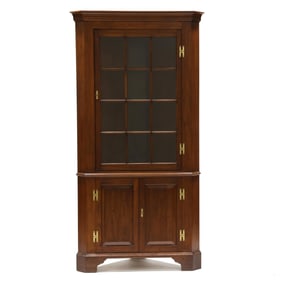 Henkel Harris, Black Cherry Chippendale Style Corner Cupboard