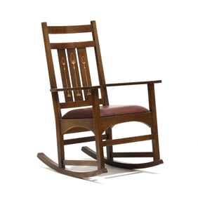 Harvey Ellis Designed Mission Oak Style Rocking Chair for Stickley