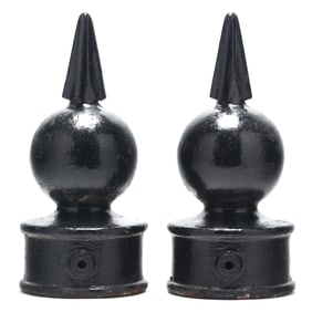 Pair of Black Painted Cast Iron Finials