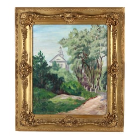 Kathleen Bartlett (American, 20th Century), Church by the Hill