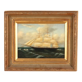 T. Cole (American, 20th Century), Schooner at Sea
