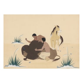 Francis "Blackbear" Bosin (Kiowa/Comanche, 1921-1980), Buffalo Hunt