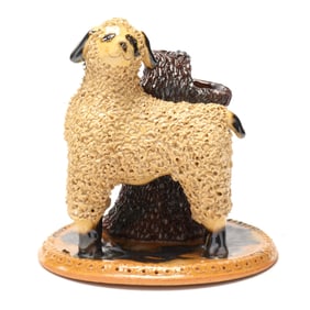 Billy Ray Hussey (Robbins, NC, b. 1955), Sheep and Basket Pottery Figure