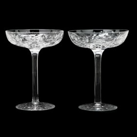Pair of Hawkes "Rock Crystal" Engraved Tall Coupes