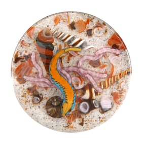 Gordon Smith (American, b. 1959), Art Glass Paperweight with Eel and Shells