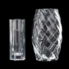 Two Baccarat Crystal Flower Vases