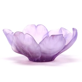 Daum Pate de Verre Purple Tulip Bowl