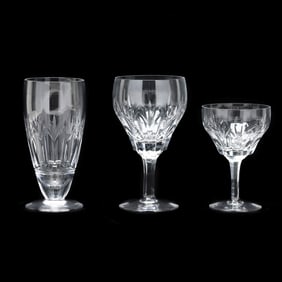 A Large Set of Stuart  Cardinal  Crystal Stemware