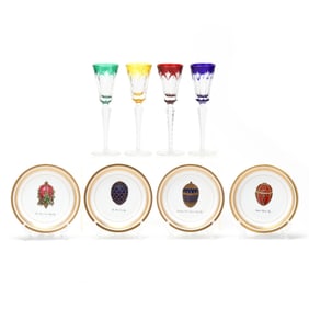 Fabergé, A Set of  Imperial Collection  Crystal Stemware and Four Porcelain Plates