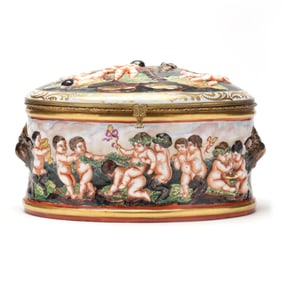 Large Oval Capodimonte Style Porcelain Box
