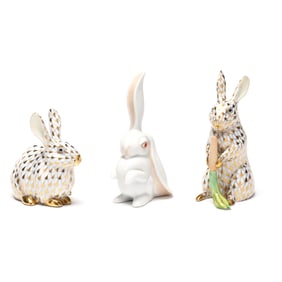 Herend, Three Porcelain Rabbits