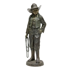 Lifesize Bronze Statue of a Cowgirl