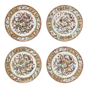 Set of Four Chinese Export  Thousand Butterflies  Porcelain Plates