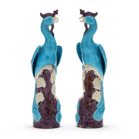 A Pair of Chinese Porcelain Phoenix birds