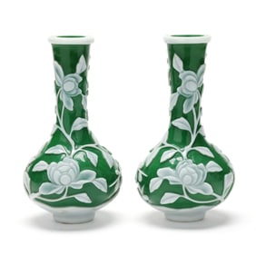 A Pair of Chinese Peking Glass Vases