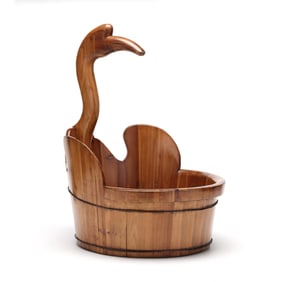 A Chinese Wooden Swan Form Basin