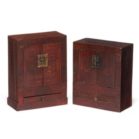Two Chinese Diminutive Tabletop Cabinets