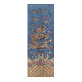 A Chinese Metallic Imperial Dragon Embroidery