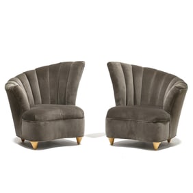 Pair of Hollywood Regency Style Channel Back Chairs
