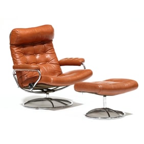 Vintage Ekornes Stressless Leather Chair and Ottoman