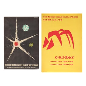 Two Vintage Exhibition Posters, Calder and International Palace of Science