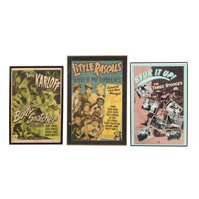 Three Vintage Framed Posters,  The Three Stooges  /  The Little Rascals  /  The Body Snatcher