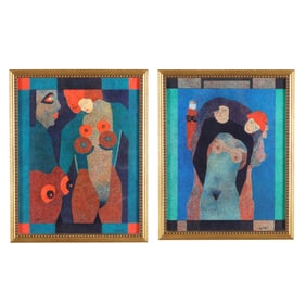 Jim Yeatts (American, 1922-2005),  Blue Dress  and  Yellow Woman  (two works)
