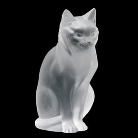 Lalique Crystal Seated Cat