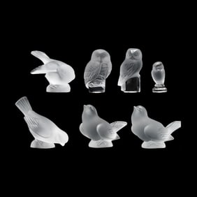 Seven Lalique Crystal Birds