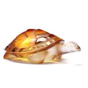 Lalique Amber  Caroline  Crystal Turtle