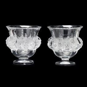 Pair of Lalique  Dampierre  Flower Vases